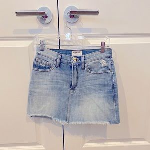 FRAME Le Mini Raw Edge Denim Skirt, Size 25